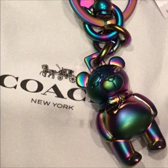Coach Holographic Oil Slick bear keychain keyfob - Picture 4 of 4